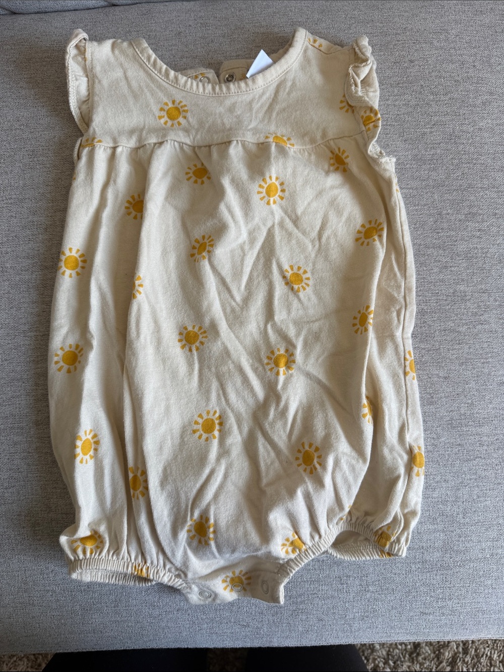 Old Navy Cream Baby Romper with Yellow Sun Print